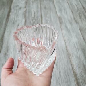 Vintage Crystal Heart Shaped Candy Jar Candle Holder Decor
